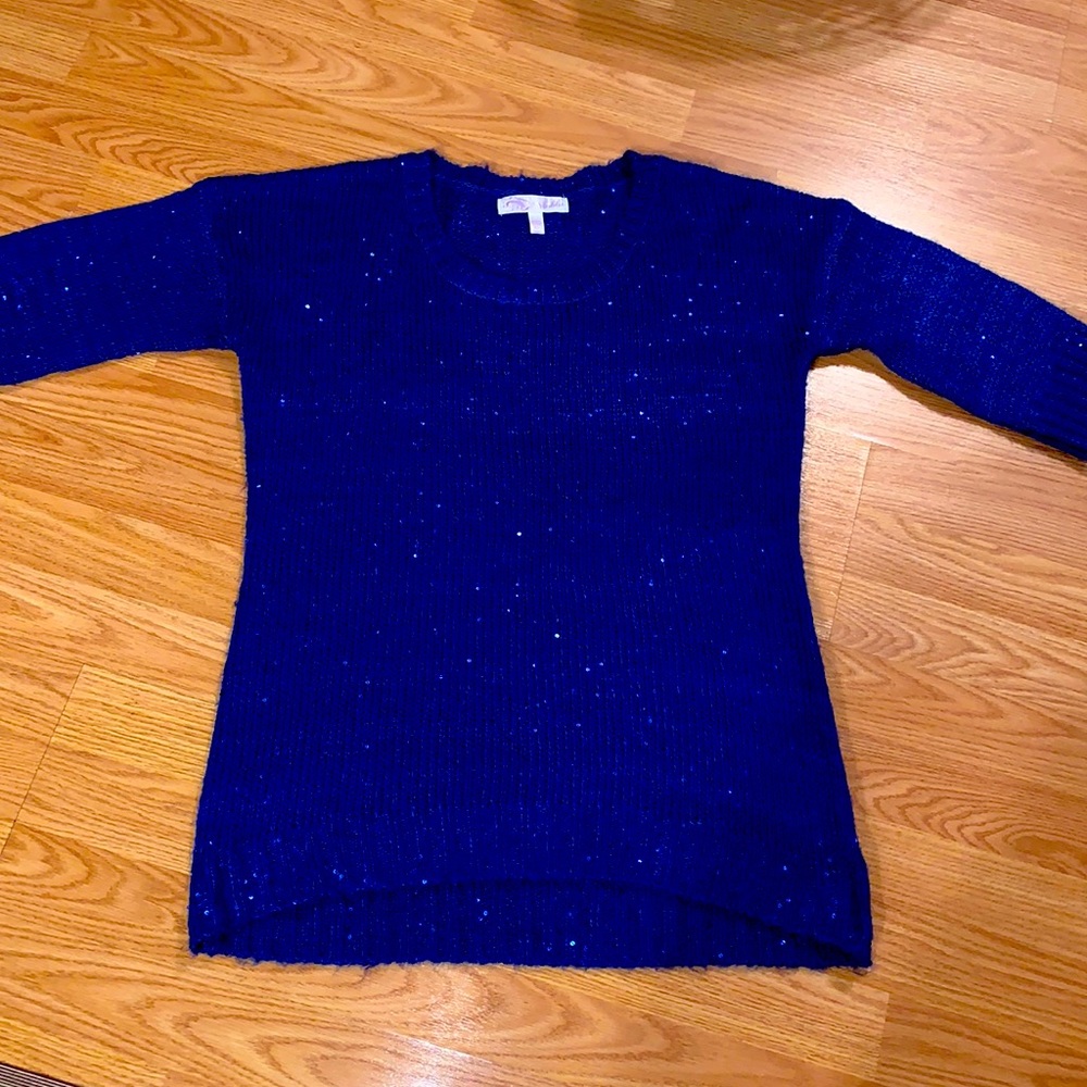 Sapphire blue sweater with sequins.Size XL
